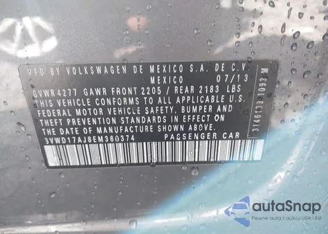 2014 Volkswagen Jetta 1.8T Se from USA, damaged, VIN 3VWD17AJ8EM360374